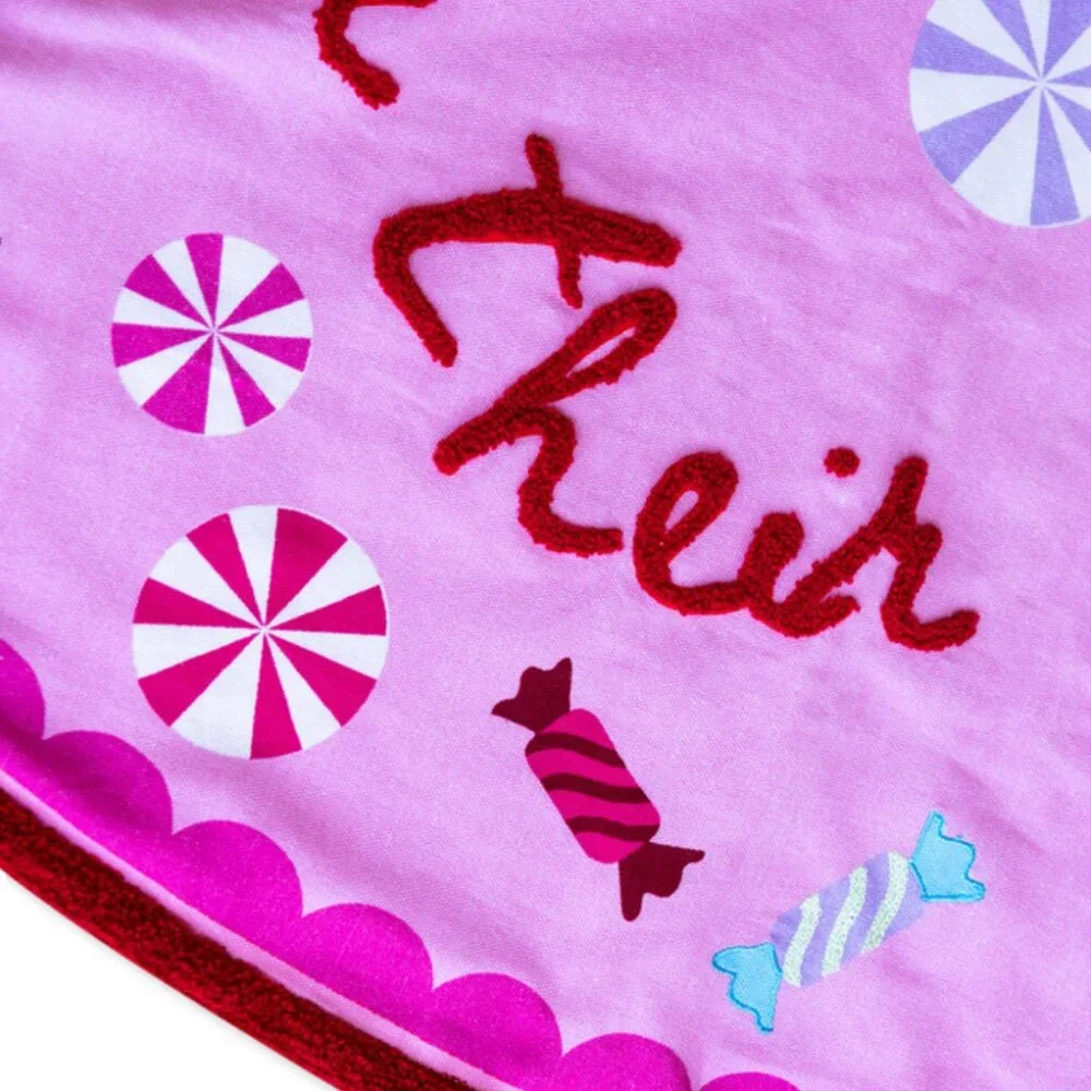 NWT Furbish Sugar Plum Embroidered Christmas Tree Skirt in pink
